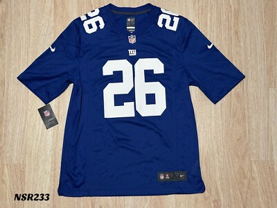 NIKE NEW YORK GIANTS SEQUON BARKLEY MENS NFL #26 BLUE WHITE 468962