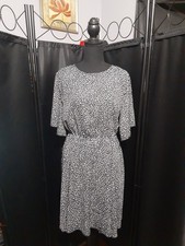 Shein Dress Black Abstract Shirt Sleeve Prarie Peasant Cottage Women's Size L