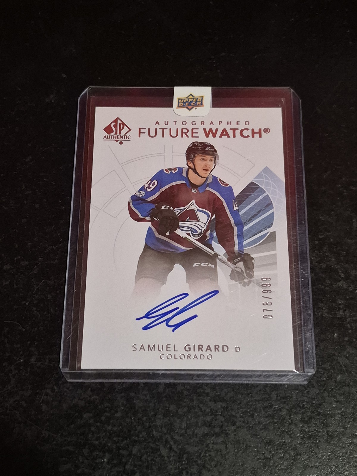 2017-18 Samuel Girard UD SP Authentic Future Watch Auto /999