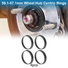 59.1mm to 57.1mm Car Wheel Hub Centric Rings Black Polycarbonate 4 Pcs