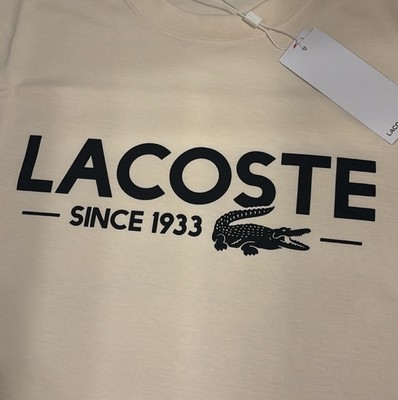 Lacoste Men's Logo T-Shirt Beige Black Classic Fit New, $58.50