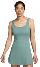 NWT Nike One Dri-FIT Green Ribbed Athletic Dress W/ Built In Shorts Small FQ7865