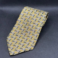 Vintage Peter Thomas by Superba Mens Gold Geometric Silk Tie Made in USA 57"x4"
