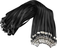 50 Pack Black Lanyards with Swivel Hook for ID Badges Name Tags