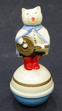 CAT  GUITAR ON CIRCUS BALL Antique GERMAN Celluloid ROLY POLY Wobble Toy