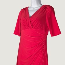 Lauren Ralph Lauren Women 8 Sheath Dress Red 1/2 Sleeve V Neck Empire Waist
