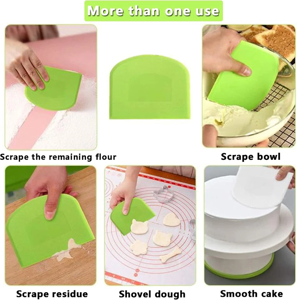 Dough Cutter Dual Sided Flexible Plastic Bowl Scraper for Bread Pizza Pastry - Image 3 of 4