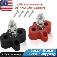 Bus Bar Terminal Block, 12V 250A Battery Power Distribution Block 3/8" Single US