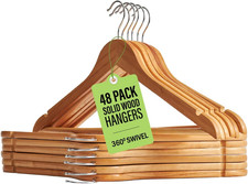 Wooden Hangers 48 Pack Durable  Slim Coat Hanger Suit Hanger with 360-Degree Ro