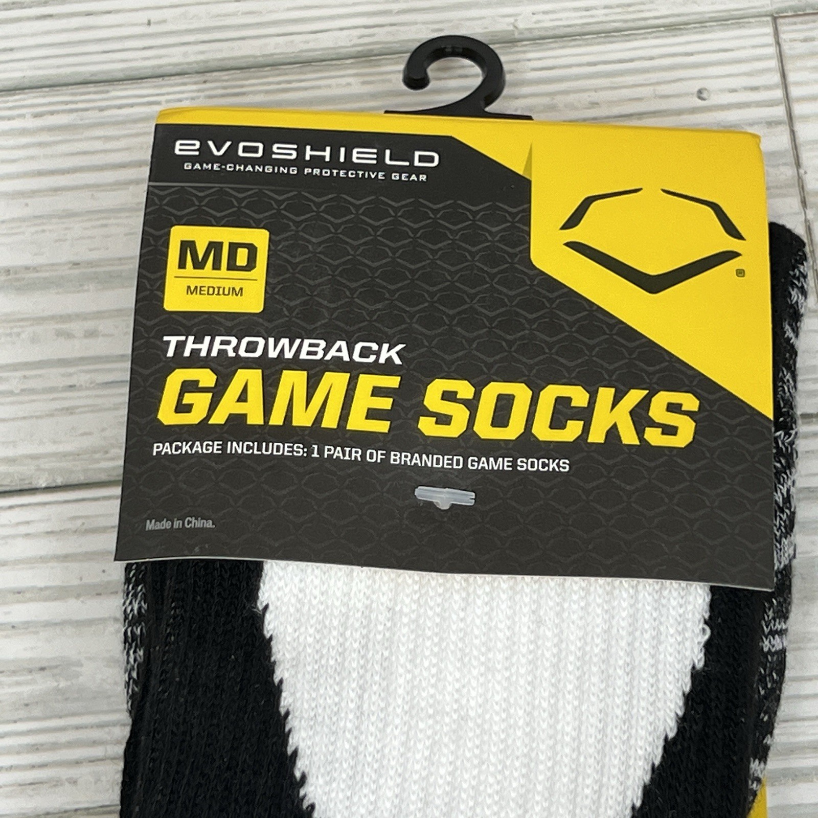 NEW EvoShield Throwback Game Socks Great For Baseball Softball Black White Med