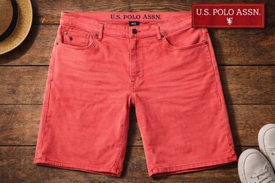 U.S. Polo Assn Coral Shorts Mens W46 Activate Stretch Cotton Casual Summer