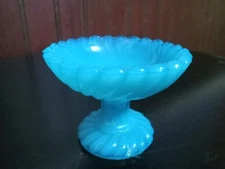 Small Blue Vintage Compote Salt Pedestal--excellent condition 