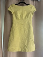 Zara Yellow Short Sleeve Scoop Neck Dress With Zipper Closure And Low Back - S