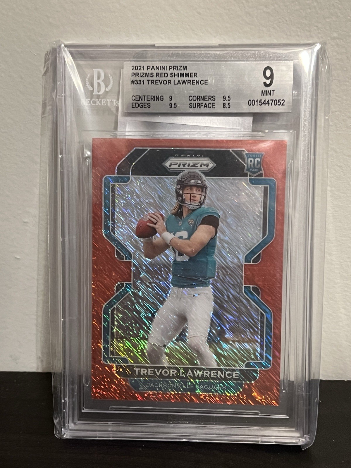 2021 Panini Prizm Trevor Lawrence Red Shimmer #331 /35 RC BGS 9