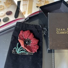 JOAN RIVERS Swarovski Crystal Red Poppy PIN BROOCH Nib Super RARE PIECE