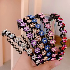 Non-Slip Rhinestone Hairbands Elastic Flower Fashion Pearl Women Hair Hoop Bands