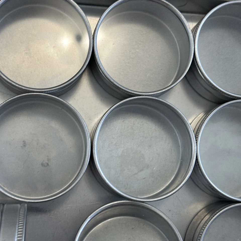 15 Small Mini Round Tin Storage Boxes For Beads/Crafts Glass Lids In Metal Case - Image 4 of 4