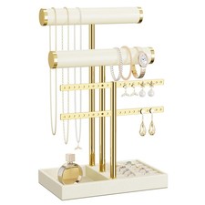 3 Tier Bracelet Holder Display - Beige Leather Bracelet Holder, Detachable T ...