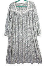 Eileen West Nightgown XL Berry Leaf Long Sleeve Ruffle Trim Midi Cottagecore