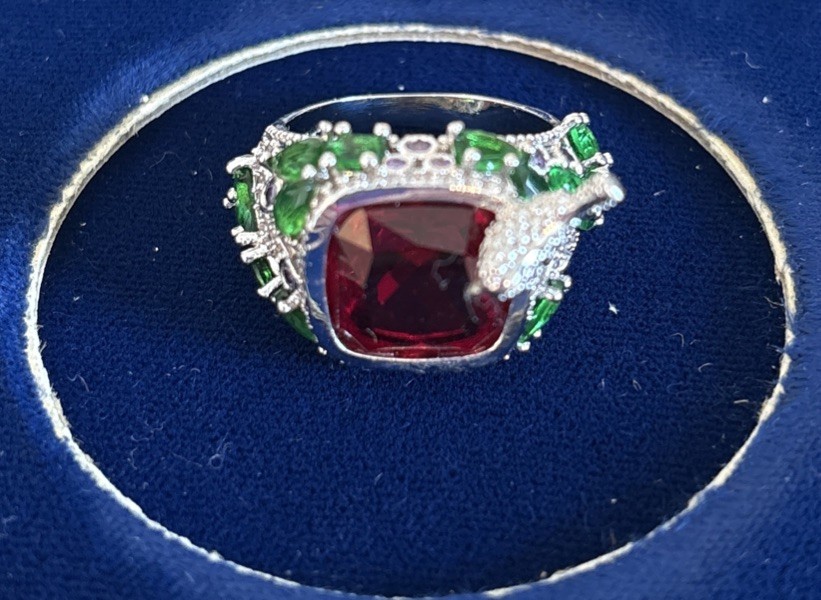 RUBY EMERALD Gemstone 925 STERLING SILVER COCKTAI… - image 1