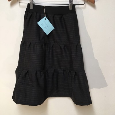 Skirt 100% Wool Girls 2/3 Maxi Black Stripe Ruffle Tiered Mom and Pop's Kids