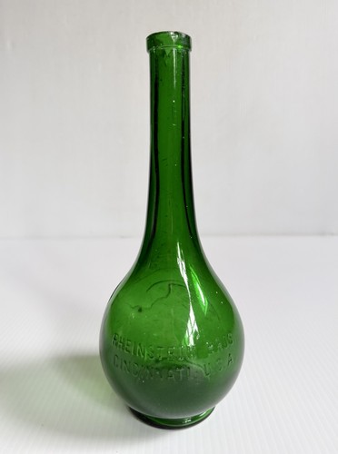 Rheinstrom Bros Cincinnati Liquor Bottle Antique Embossed Eagle Green Glass CHIP