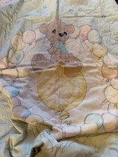 Vintage Precious Moments Bears Balloons Stars Crib Quilt Easy Care Nursery