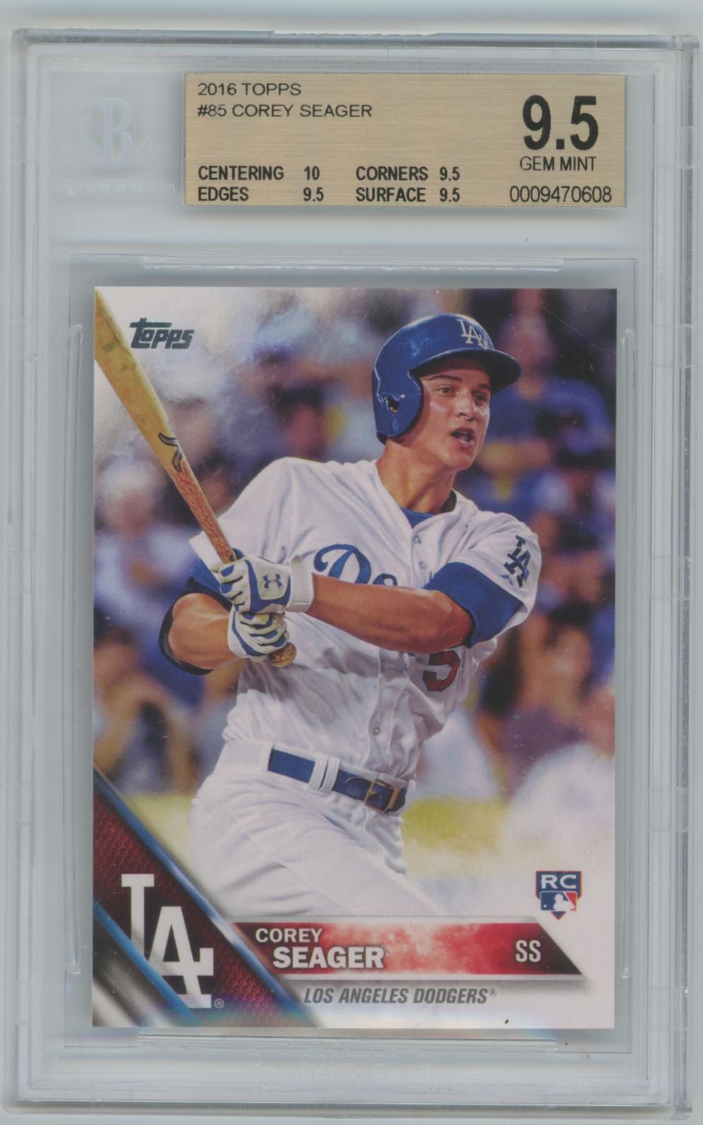 Corey Seager 2016 Topps RC BGS 9.5 #85 Los Angeles Dodgers