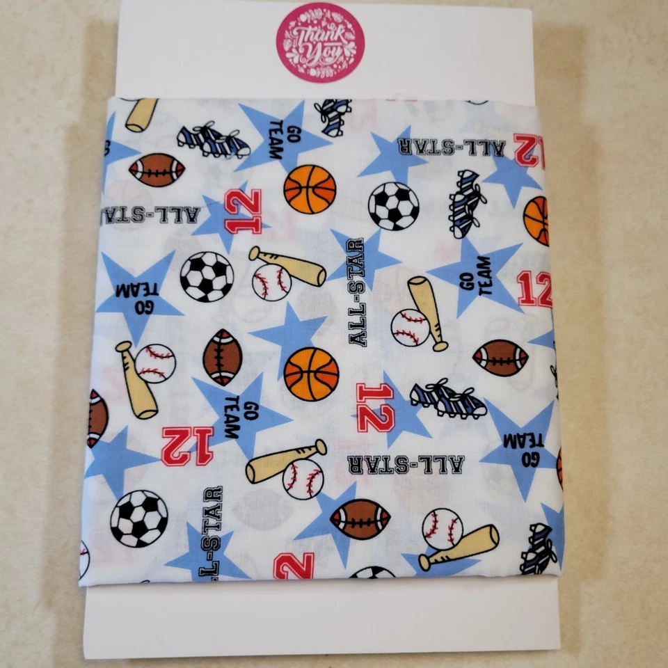 Cotton Fabric All Star Sports Balls Megaphone 28x43” Joann Fabrics Football  - Image 3 of 4