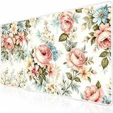 Floral Desk Mat Pink Rose Pattern Large Gaming Mouse Pad Keyboard Mat Women
