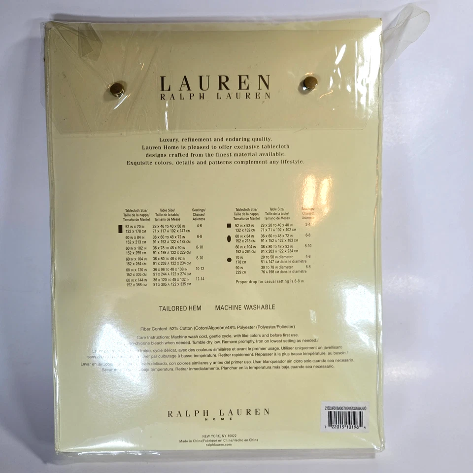 Lauren Ralph Lauren Basketweave/Kilimanjaro Mantel Blanco 70" Redondo Chevrons Foto 3 de 4