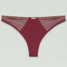 E et D OFSM4A1 Animal Print Thong with Lace Trim and Bow Accent 10,12,14 S,M