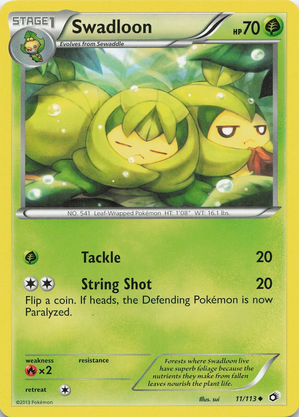 Pokémon TCG Swadloon #11/113 Legendary Treasures NM