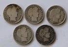 Lot of 5 (5) Barber Dimes 1897 1899 1900 90% Silver