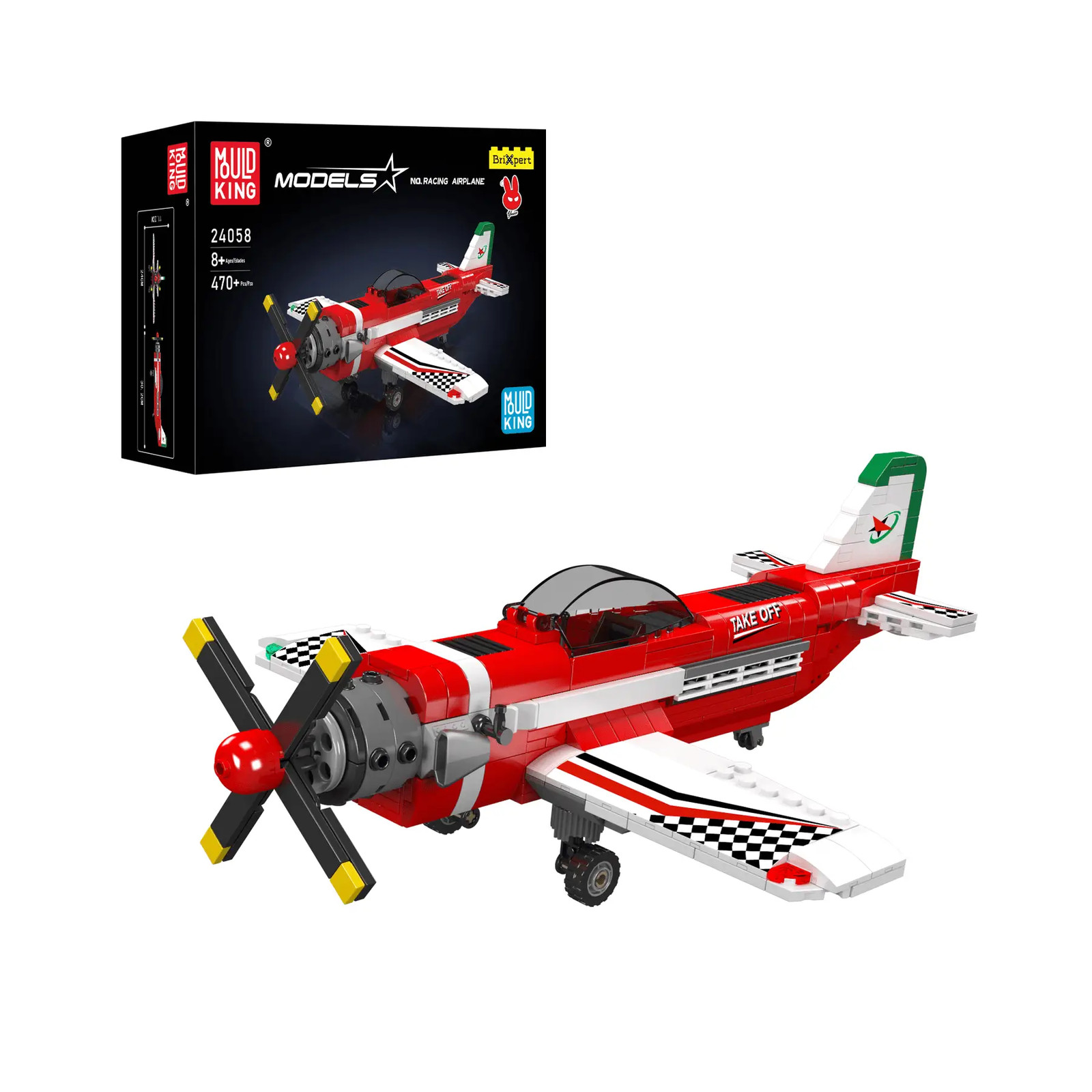 Mould King 24058 Racing Airplane Building Blocks Model 470pcs