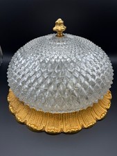 Glashütte Limburg Bubble Leuchte | Eisglas & Gold | Vintage 60er 70er Design