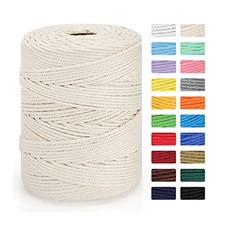 Macrame Cord  100 Natural Cotton Macrame Rope  4 Strand 4mm x 328yd Beige