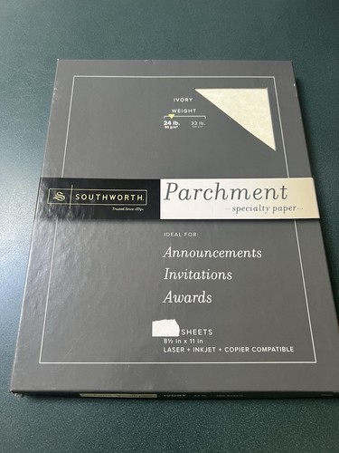 Southworth Parchment Paper 8.5" x 11" Ivory 95 Sheets/Box 24 Lb - 第 1/6 張圖片