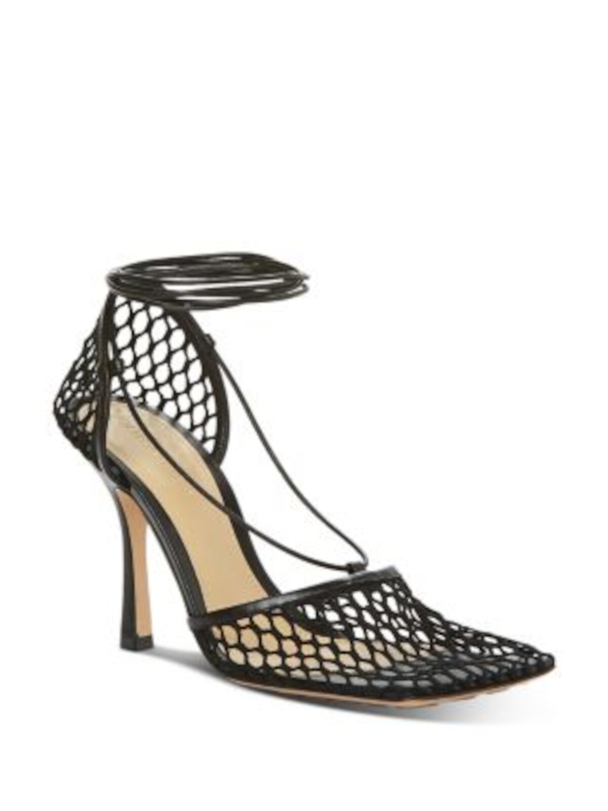 BOTTEGA VENETA Womens Black Cut Out Square Toe Stiletto Lace-Up Heeled Sandal 35