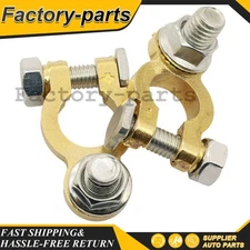 2 PCS Brass Positive Negative Car Battery Terminal Clamp Clips Connector