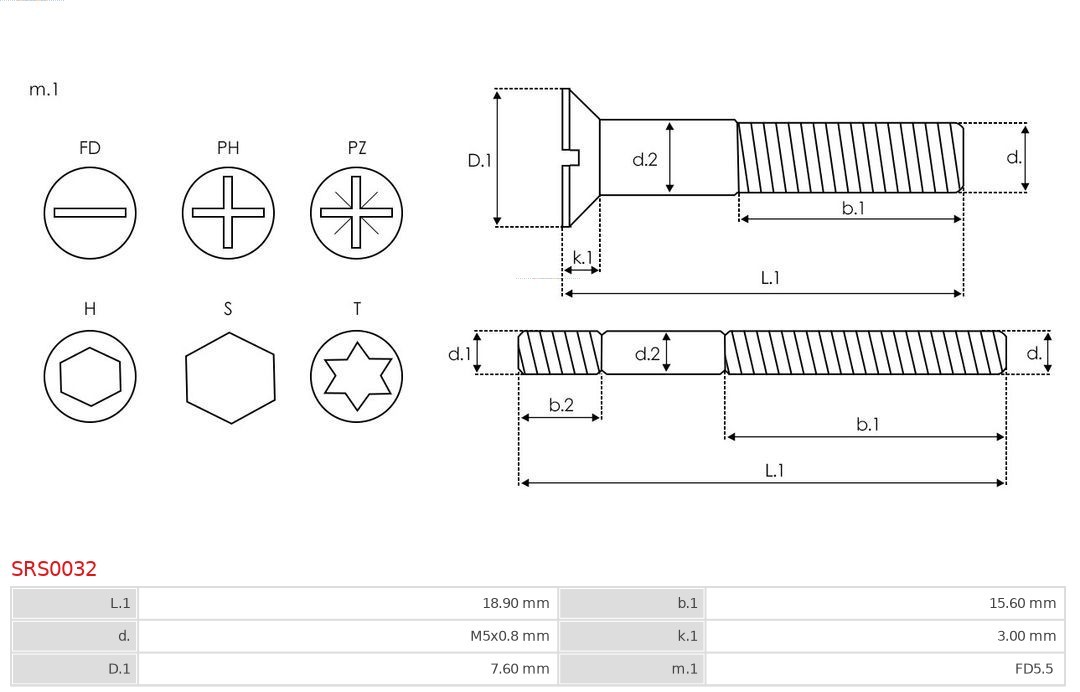 Fits AS ROZRUSZNIKI I ALTERNATORY SRS0032 BRAND NEW AS-PL STARTER SCREW