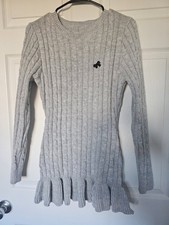 SHEIN Gray Cable Knit Sweater Dress Bow Accent Long Sleeve Size S