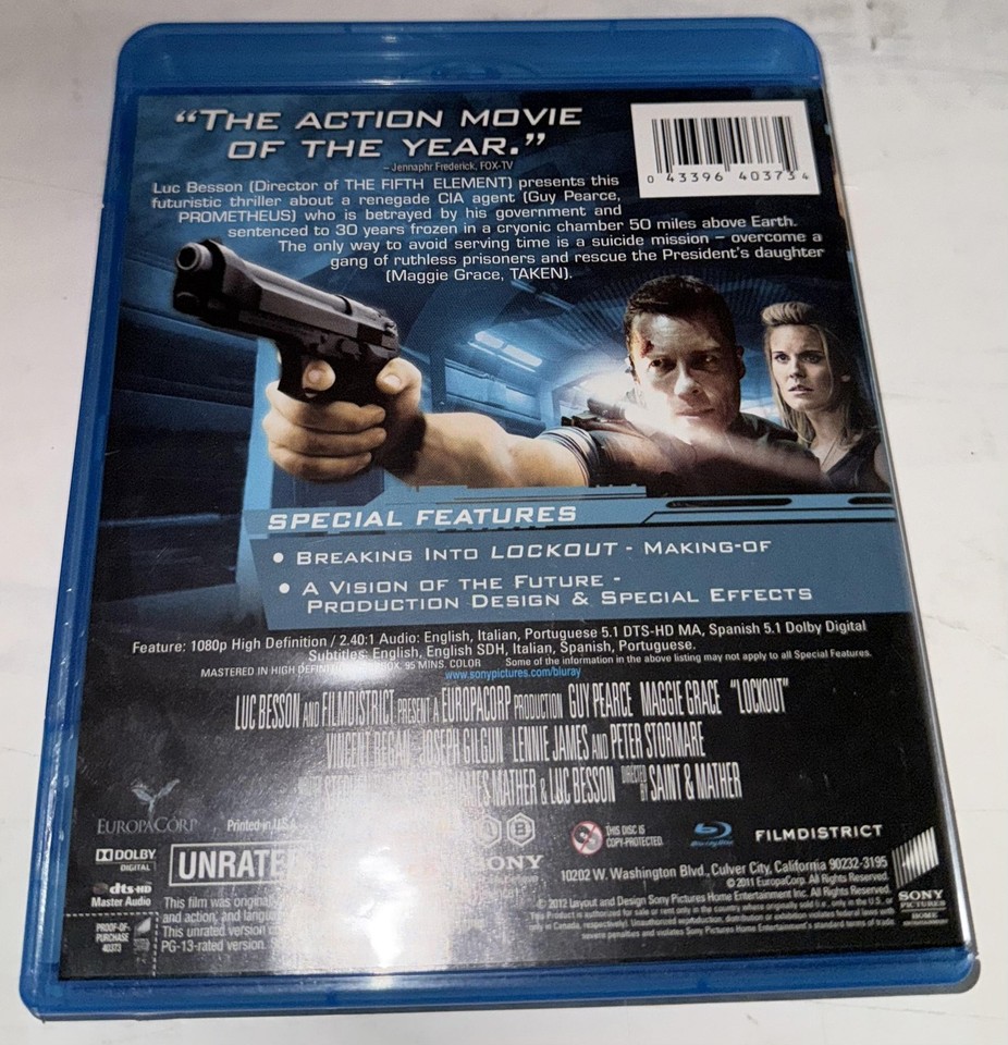 Lockout Blu-ray Unrated Edition Guy Pearce Maggie Grace Sony Sci-Fi ...
