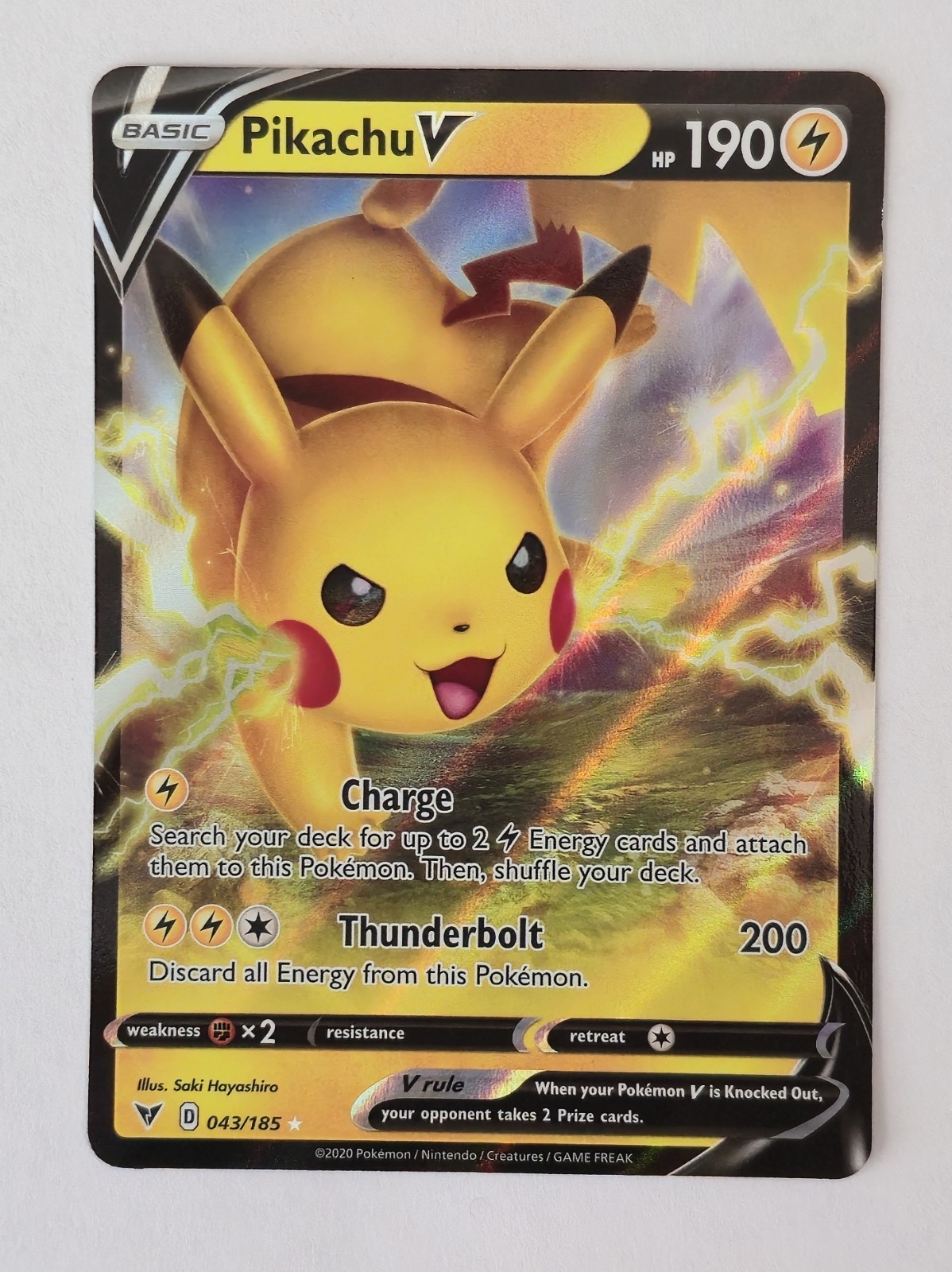 Pikachu V 043/185 Holo V Rare Vivid Voltage Pokemon Holo Near Mint