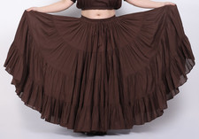 25 Yard Cotton 4 tier Flary Coffee Color long Maxi Casual elastic waist Skirt