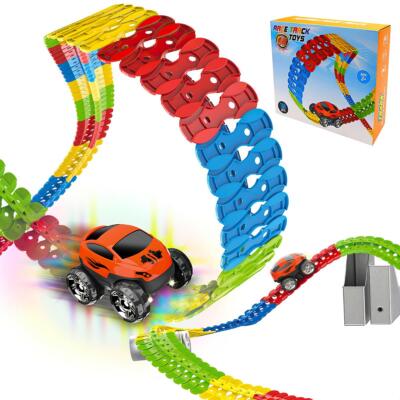184 PCS LED Light-Up Magic Race Track Car Kit Playset Flexible