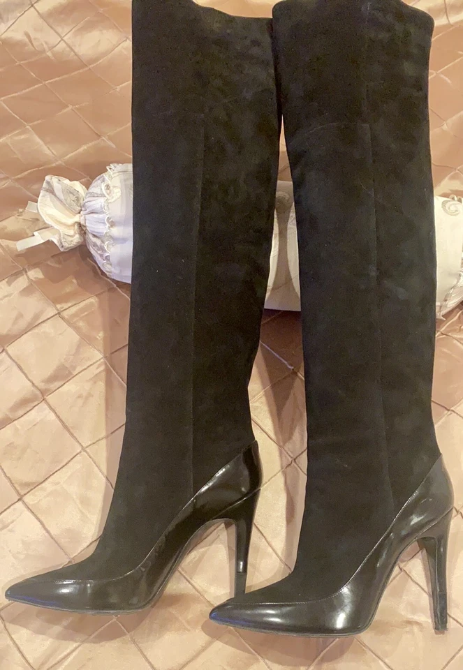 PIERRE HARDY FABULOUS OVER THE KNEE HIGH HEELS BOOTS, COMBINATION OF SUEDE AND L - Image 2 of 4
