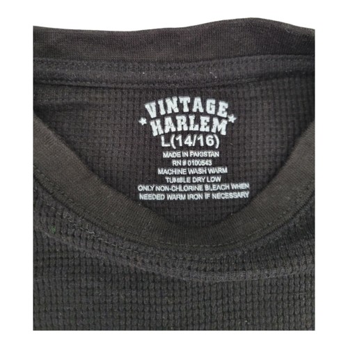 Vintage Harlem Black Thermal Long Sleeve Shirt Youth Size L 14/16 - Picture 2 of 6