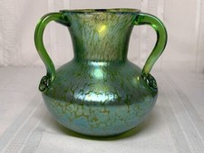 LOETZ, CRETE GREEN PAPILLON 3 HANDLED VASE, GREEN BUTTERFLY WINGS, KIRSCHNER 
