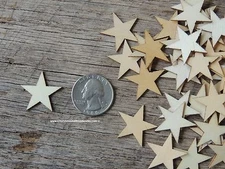 50 qty Small 1 inch Star Wood Embellishments Crafts Flag Wooden Decor DIY